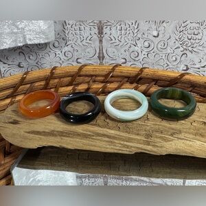 Agate Multicolor Stone Rings Set